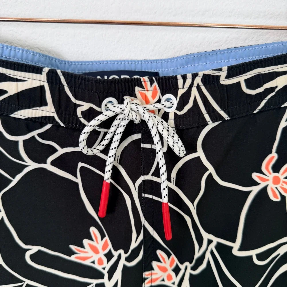 Bonobos Mens M Riviera Recycled Swim Trunks Black Floral 7 Inch Inseam BSM10930N
